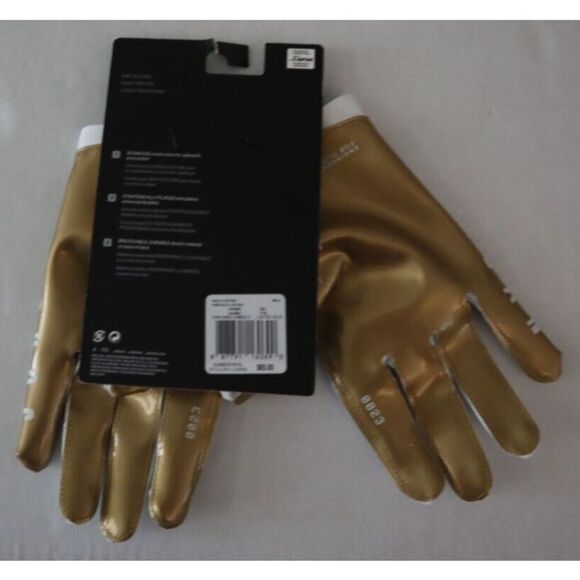 Nike Jordan Adult Sz 2XL Gold/White Vapor Knit 4.0 Metallic Football Gloves $65 - Picture 2 of 4